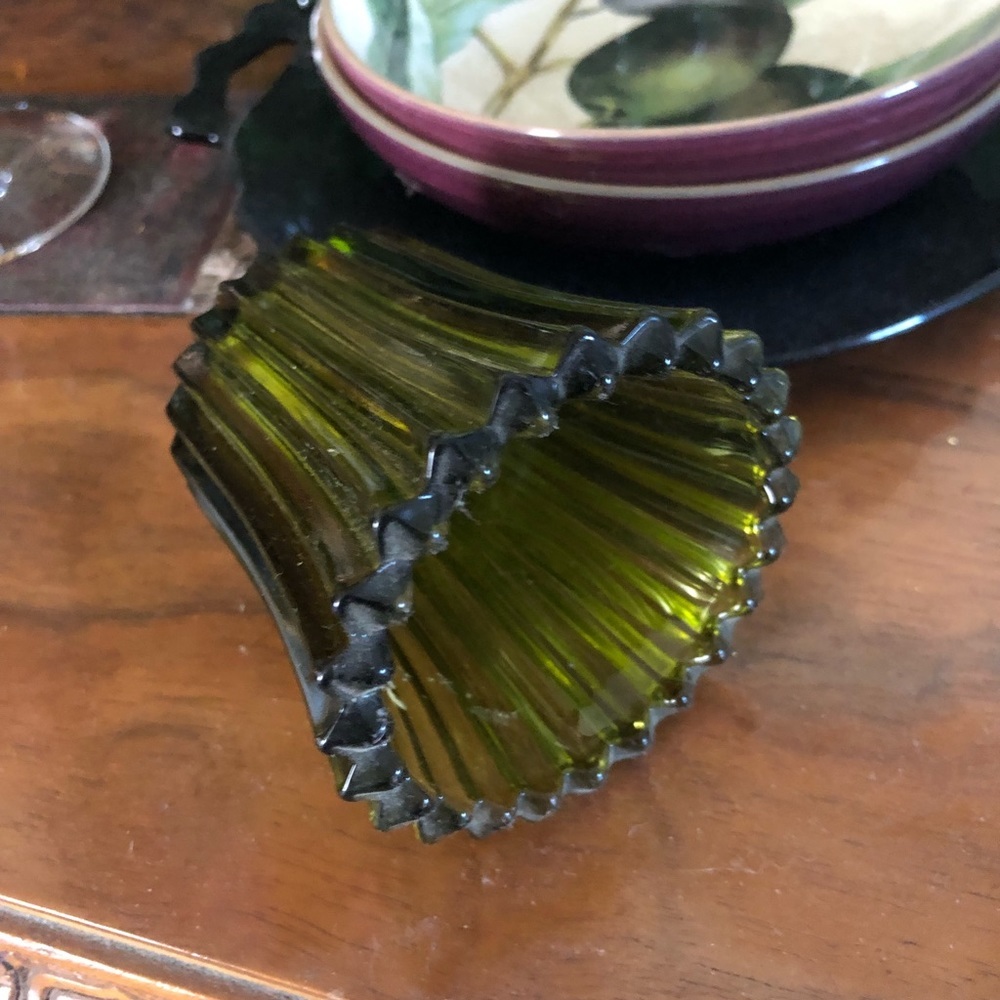 Vintage Green Glass Votive Candle Holder - Picture 2 of 6